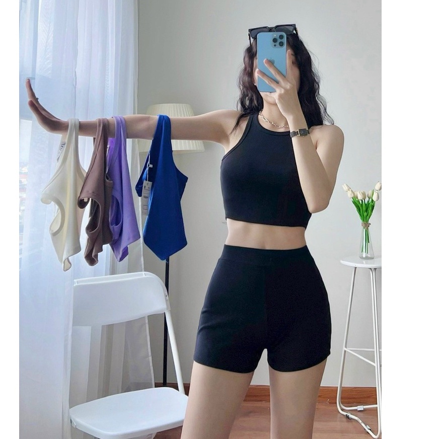 Quần đùi nữ ôm dáng lưng cao - quần đùi thun gân tôn dáng bản lưng to - Q015