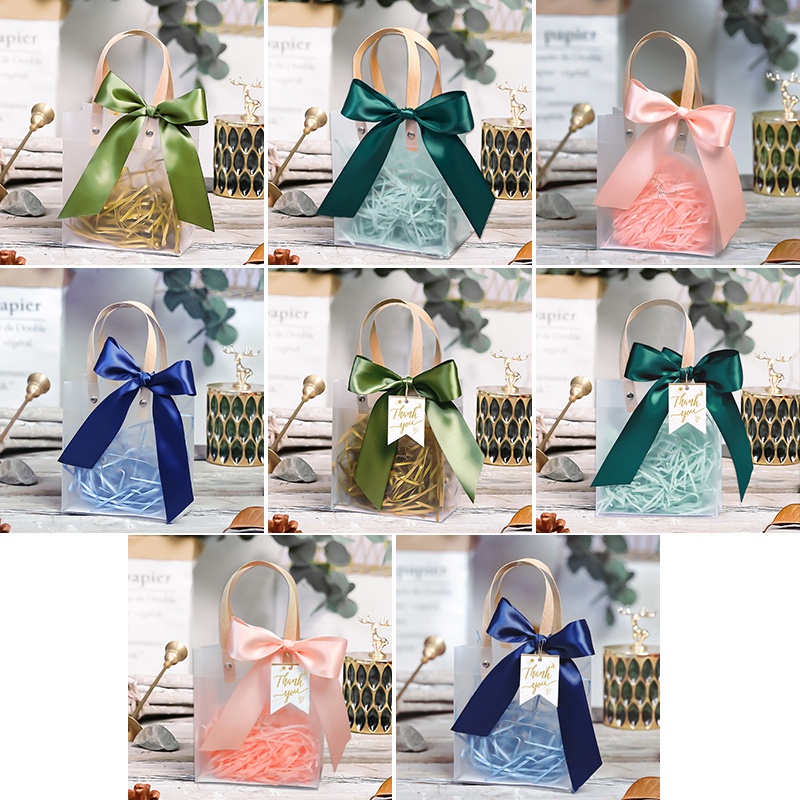 Túi Nhựa PVC Trong Suốt Phối Ruy Băng Đựng Quà Tặng Tiện Dụng
