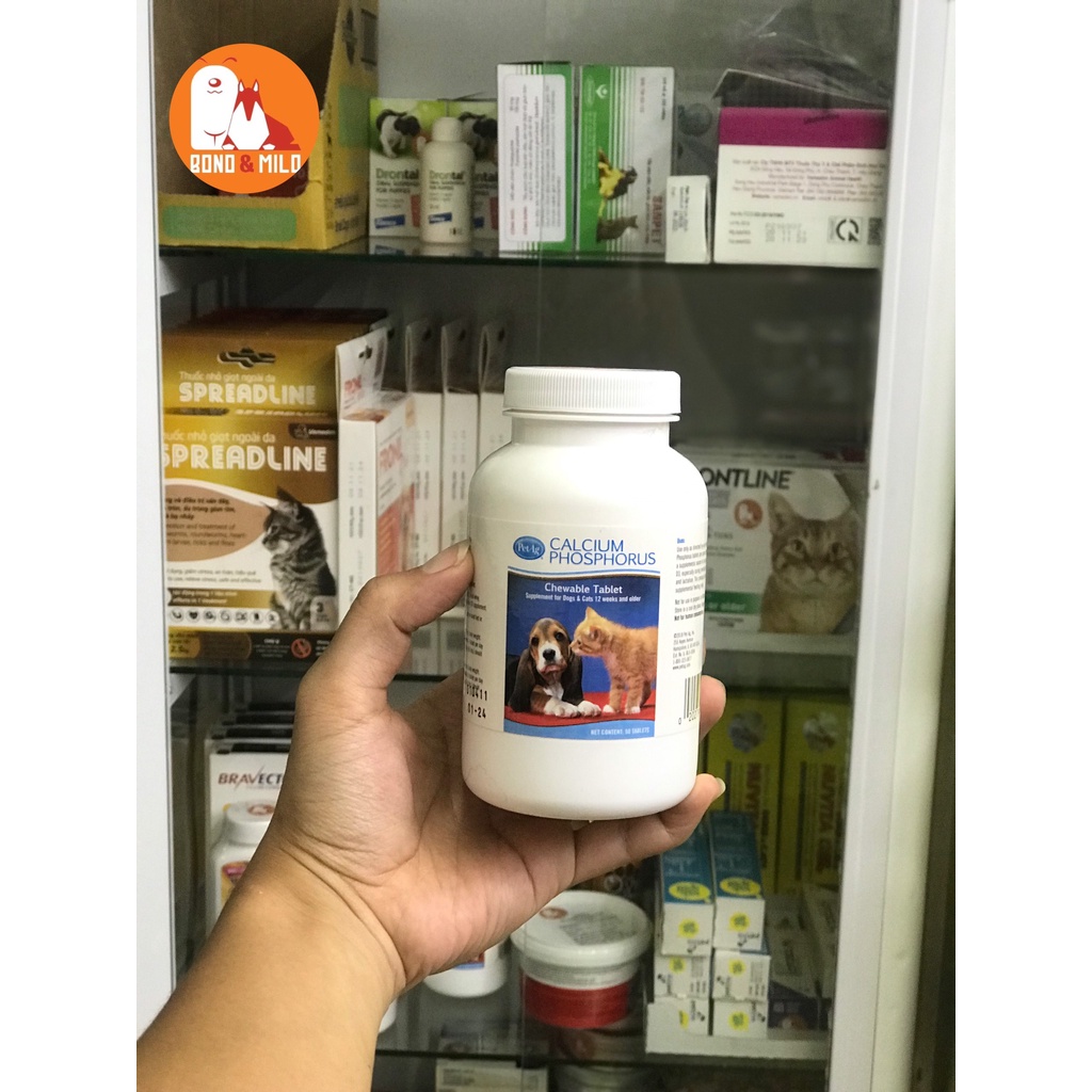 VIÊN BỔ SUNG CANXI CHO CHÓ MÈO CALCIUM PHOSPHORUS HỘP 50 VIÊN - BONDMILO SHOP