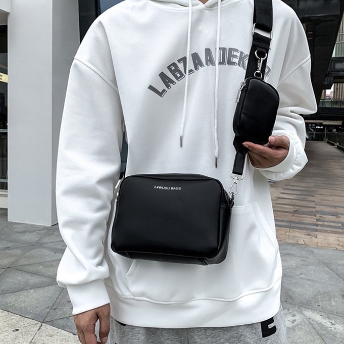 Túi đeo chéo unisex nam nữ da mềm bộ đôi set 2in1 cá tính  Túi xinh mint store PK 374