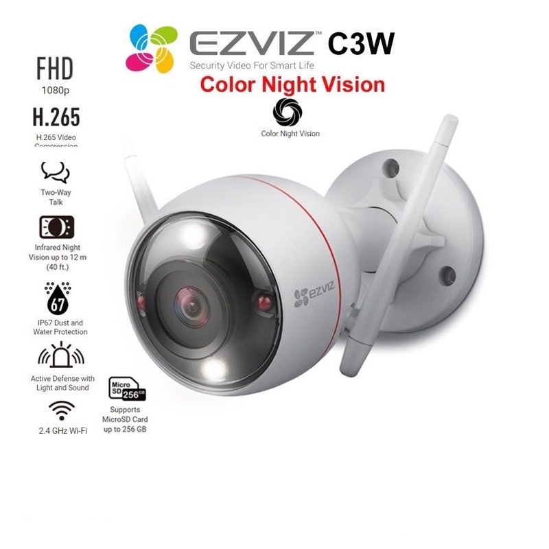 Camera IP Wifi ngoài trời EZVIZ C3W Pro Color Night bản 2MP chính hãng