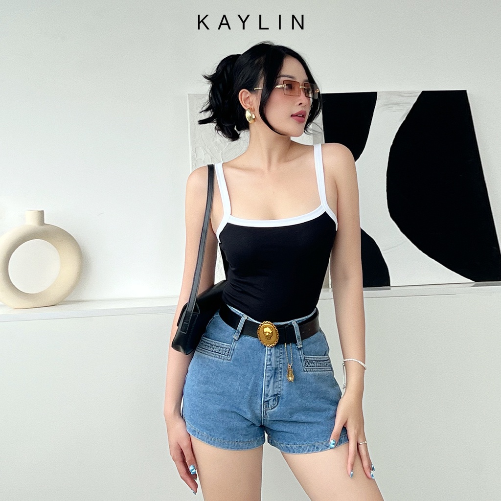 Áo thun nữ freesize hai dây phối viền phong cách KAYLIN - N1760