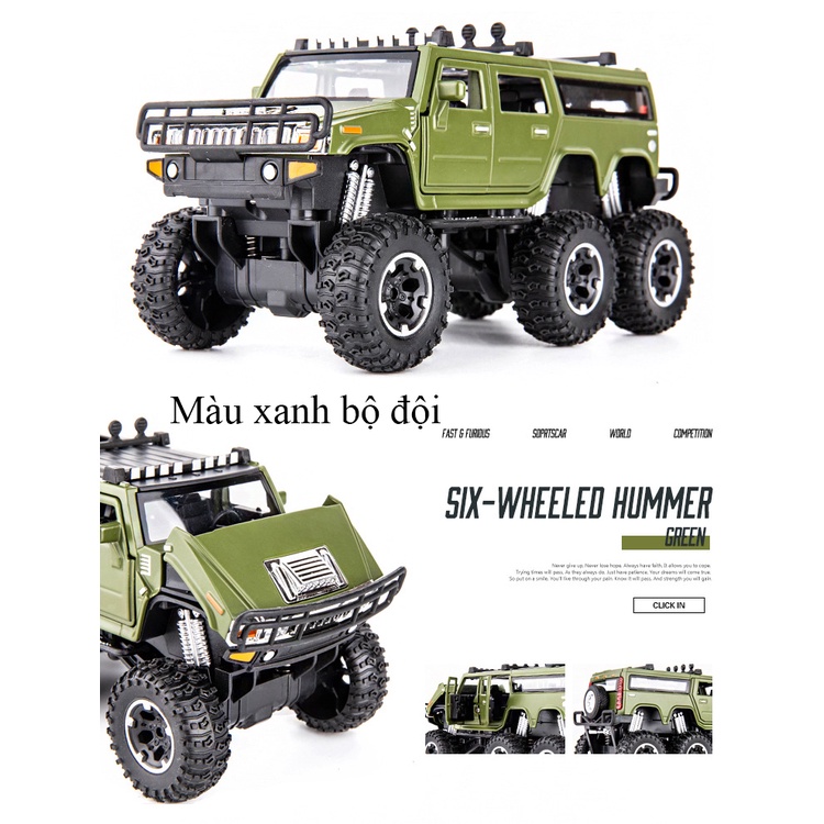 Xe mô hình FORD HUMMER tỷ lệ 1:32 KAVY bằng hợp kim có nhạc và đèn mở được 6 cửa, 6 bánh xe