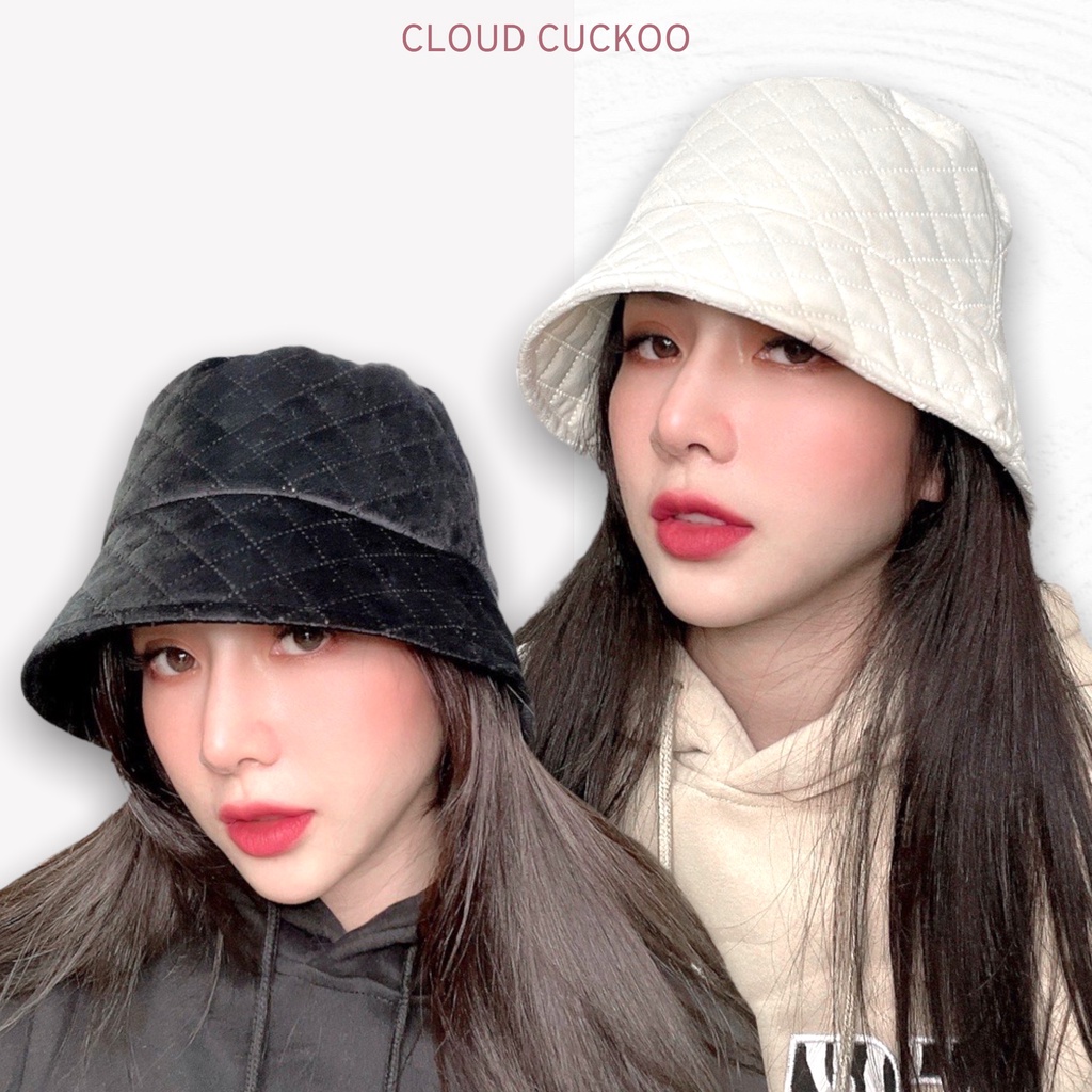 Mũ Bucket Nhung Trần Chỉ Hình Trám Siều Mềm Mịn Có Dây Điều Chỉnh Mũ - Mã Số: MBK26053