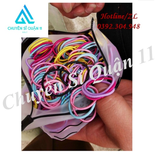 Set 500 dây cột tóc nhiều màu tặng túi Zip, set 500c chun buộc tóc GD509-ThunBToc500