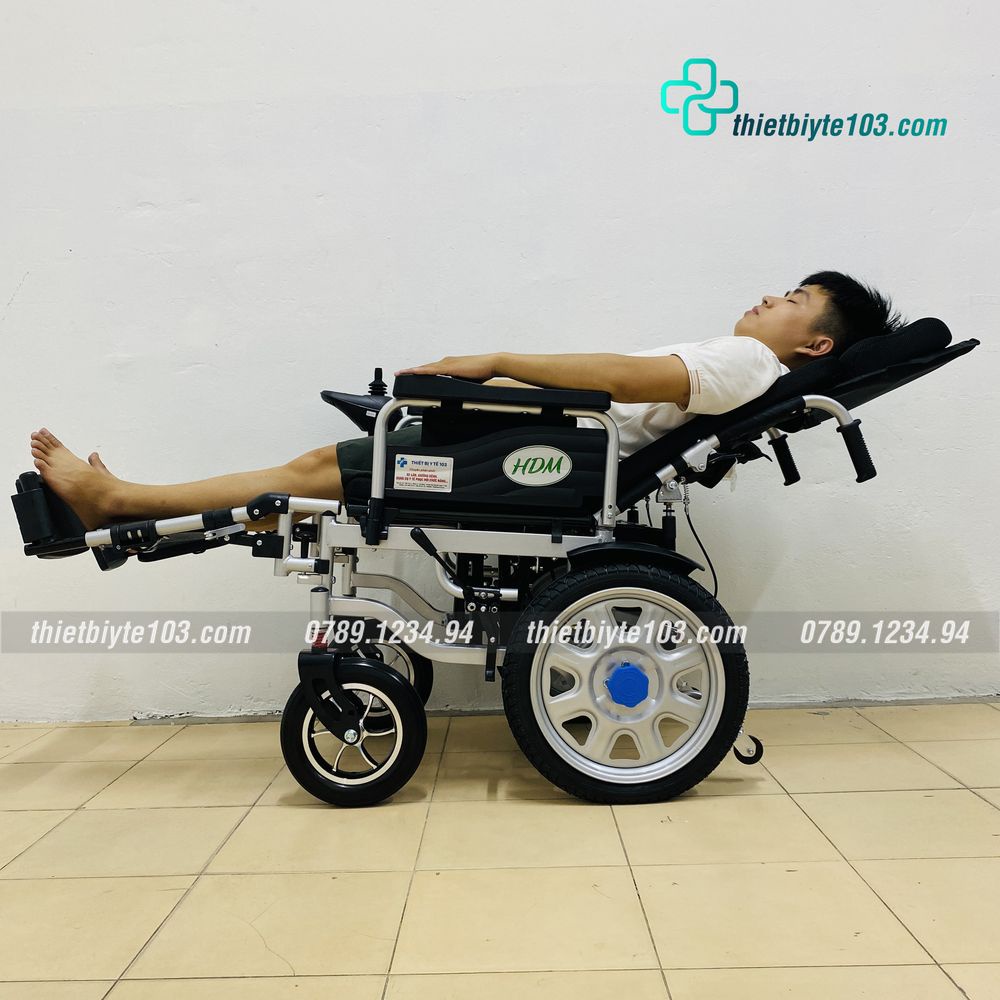 Xe Lăn Điện HT-04 Đài Loan dành cho Người Già, Người Khuyết Tật - Có Thể Tựa Đầu Ngả Lưng - Gấp gọn