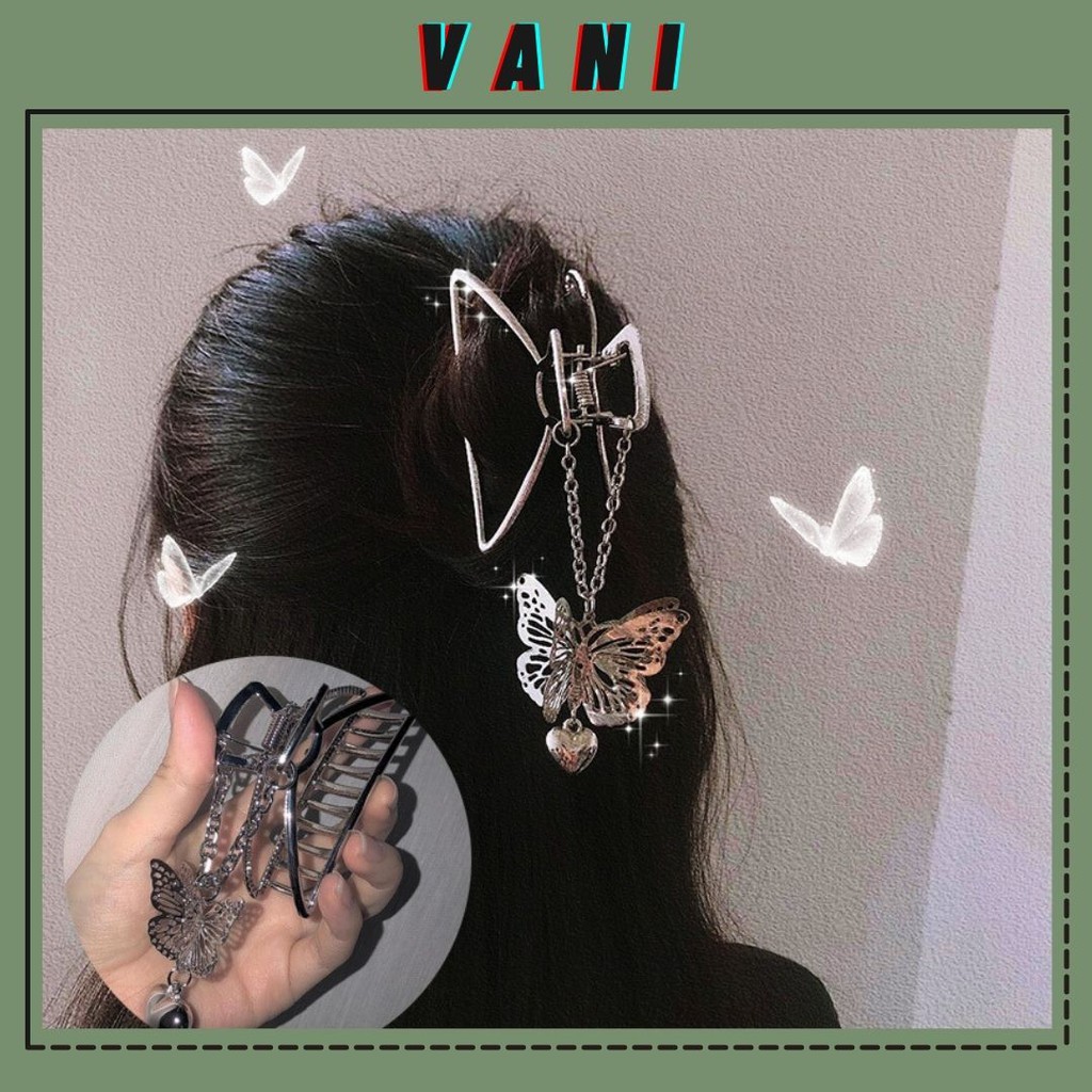 Kẹp Tóc Càng Cua Kim Loại Phối Xích Bướm Bay Butterfly Phong Cách Hàn Quốc - Vani Store [PKT00185]