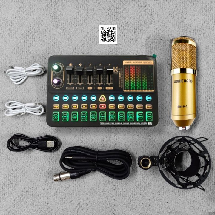 Combo micro thu âm BM900 + sound card K500