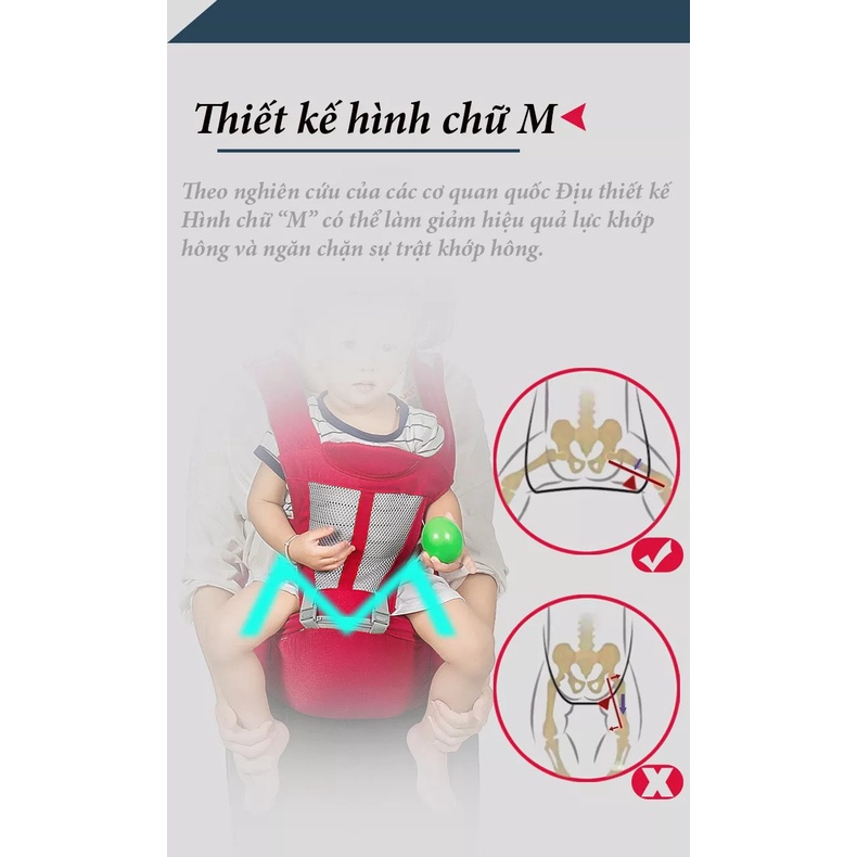 [Được chọn màu] Địu em bé có bệ ngồi chống gù lưng cho bé, đai địu mềm mại hoáng khí thích hợp với thời tiết mùa hè