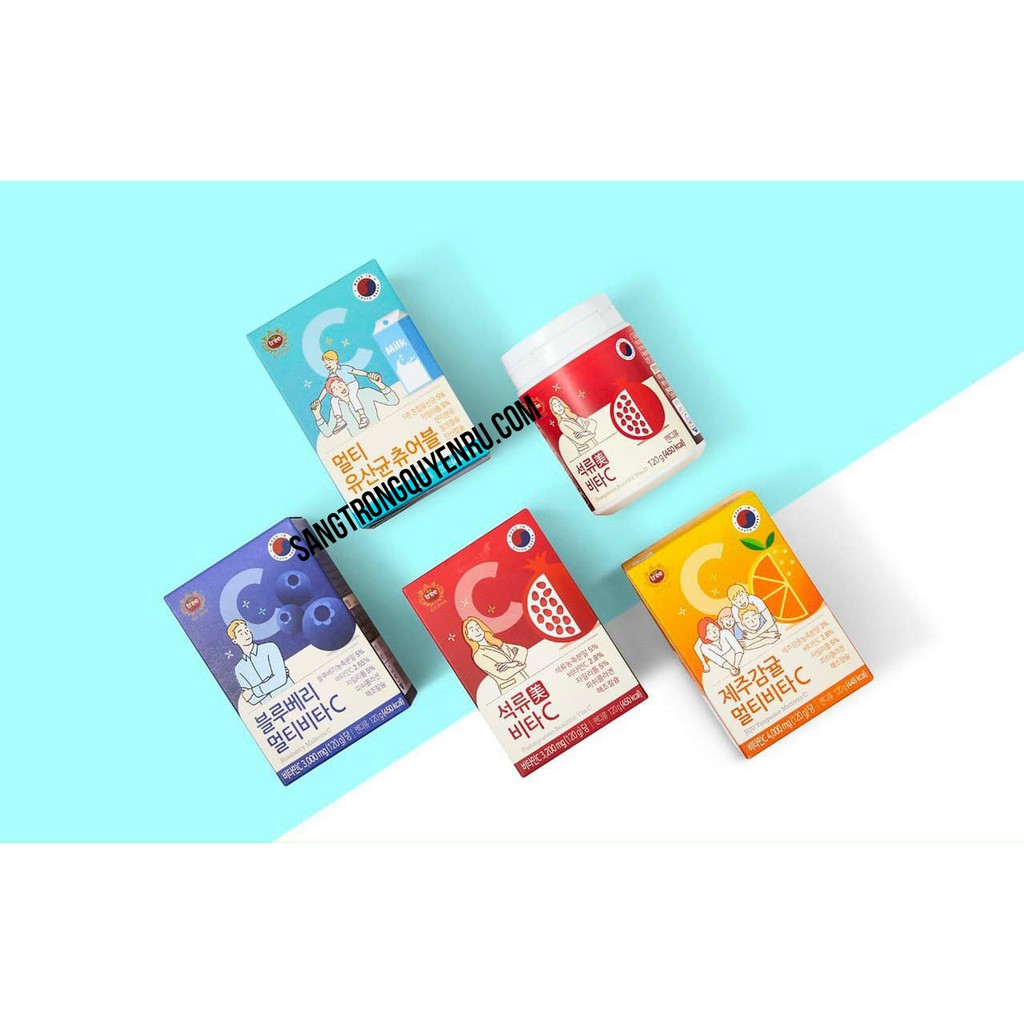 KẸO NGẬM VITAMIN C HÀN QUỐC THƠM NGON HƠN BỔ DƯỠNG HƠN HỘP 120g ĐỦ 4 VỊ