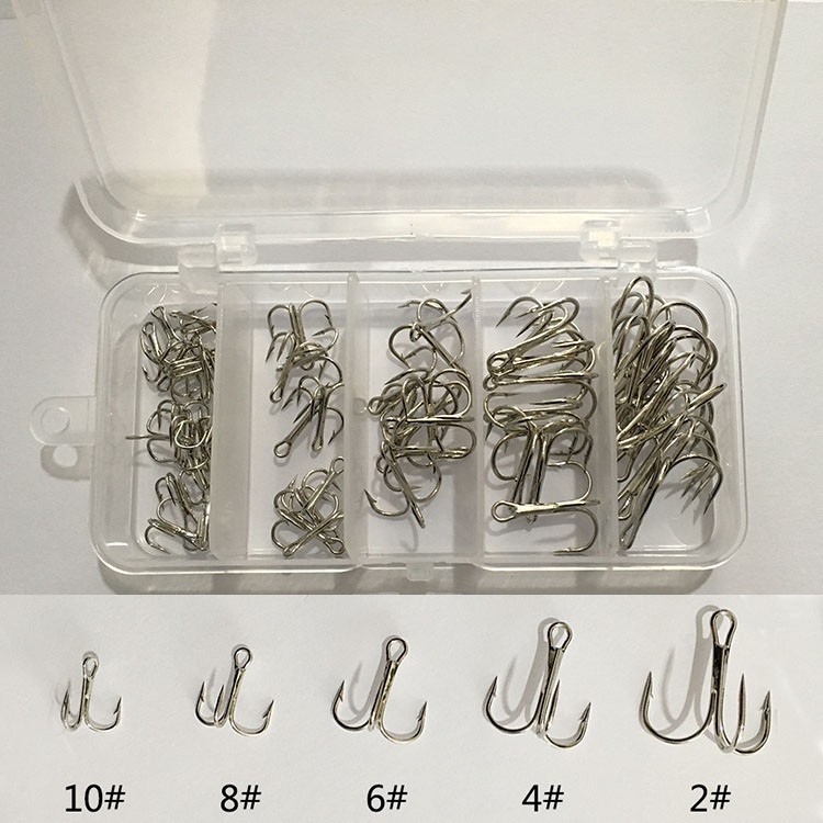 hộp 50 lưỡi ba tiêu câu cá đủ kích thước