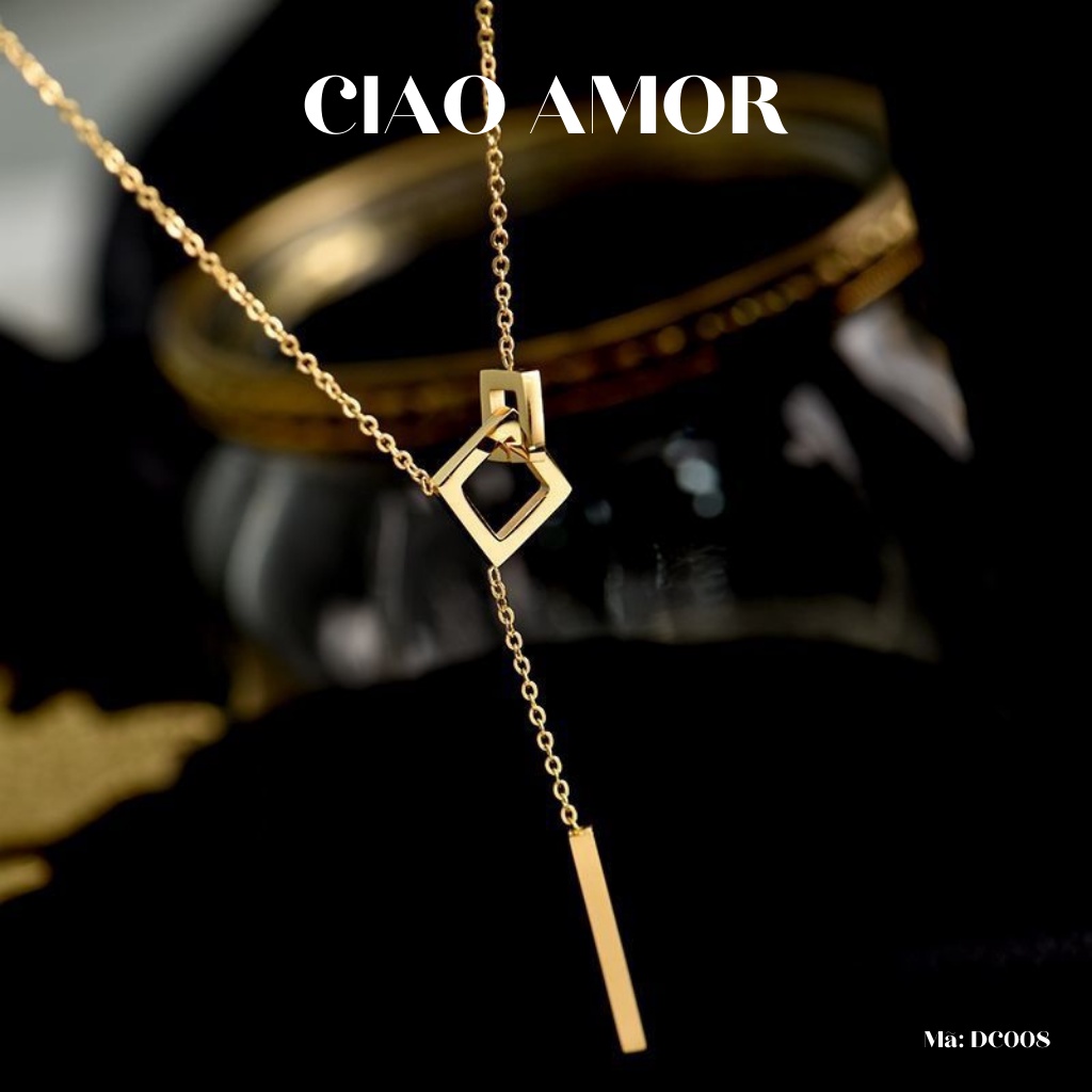 Dây chuyền nữ , vòng cổ titan vuông dài mạ vàng 18k không phai màu - Trang sức Ciao Amor - Mã DC008