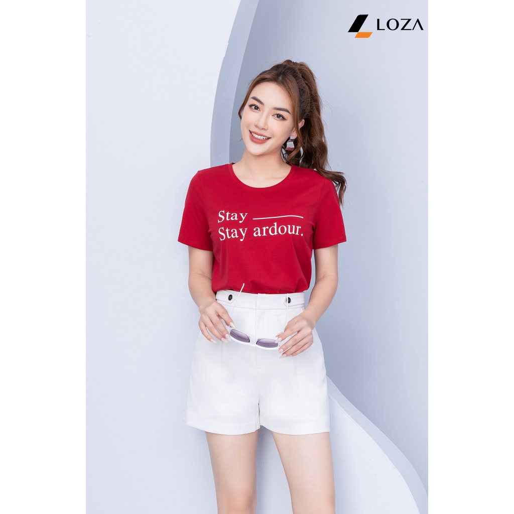 Áo phông in chữ Stay Ardour chất liệu Cotton Compact form vừa LOZA - PT702116