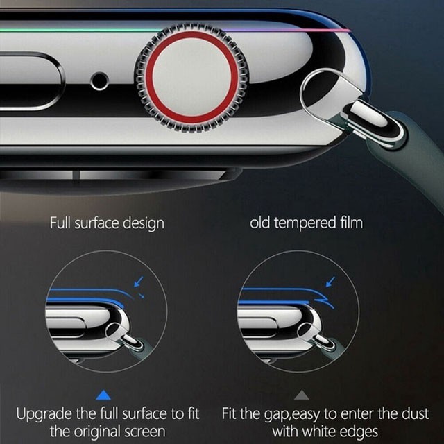 Kính cường lực đồng hồ thông minh Apple Watch Full Màn giúp bảo vệ màn hình với các size 38mm, 40mm, 42mm, 44mm