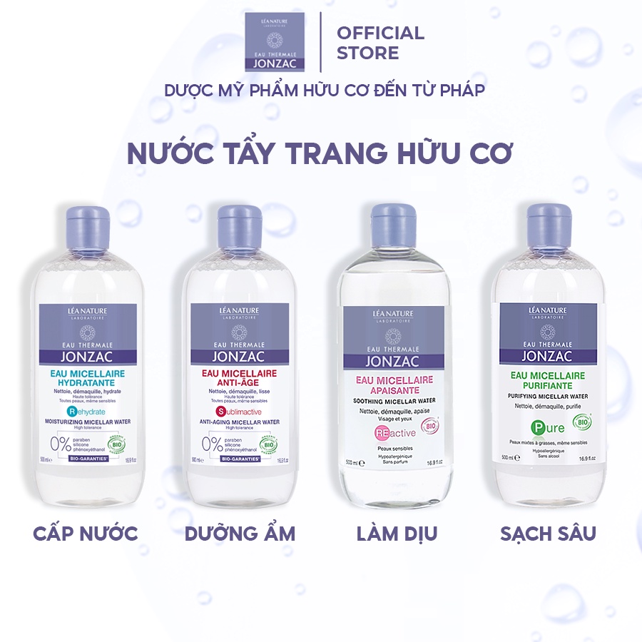 Nước Tẩy Trang Hữu Cơ Dịu Nhẹ Dành Cho Mọi Loại Da Eau Thermale Jonzac Micellar Water 500ml