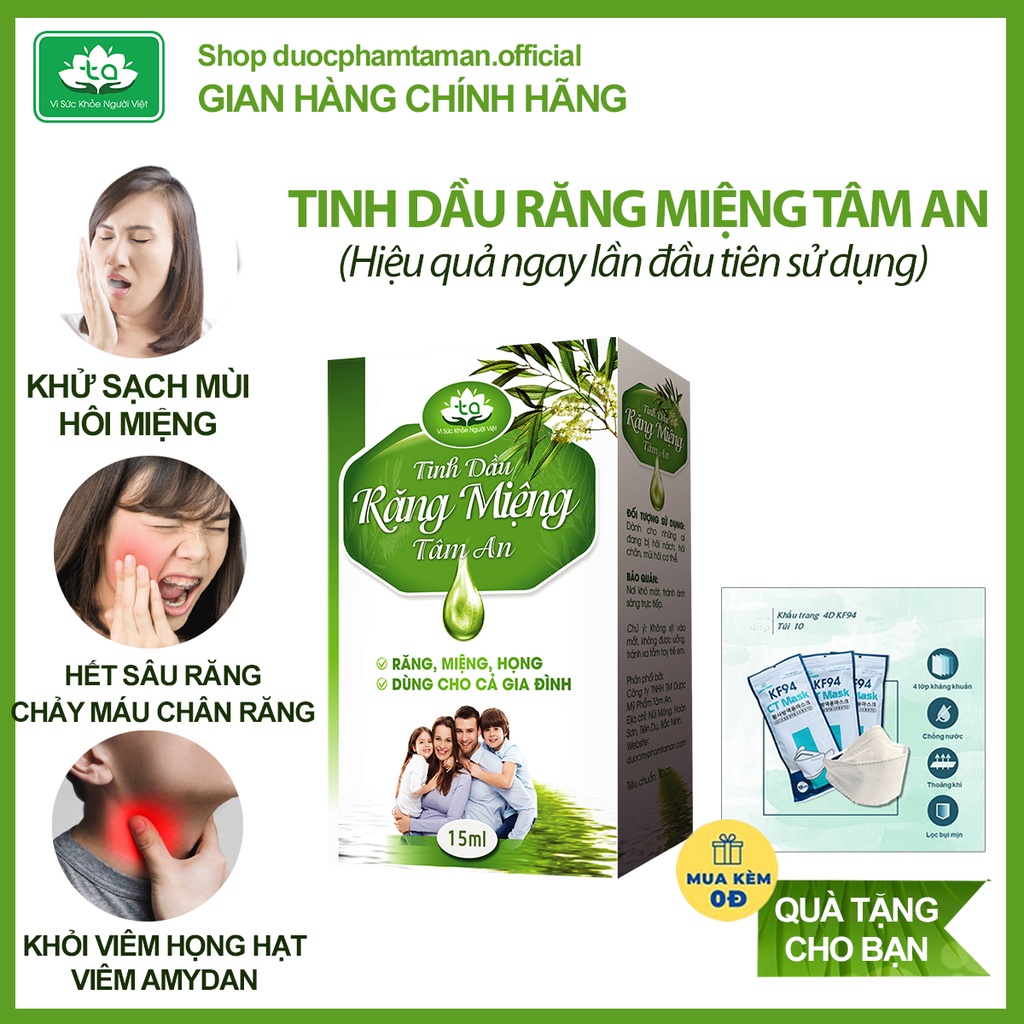 Tinh Dầu Răng Miệng Tâm An - Hôi Miệng, Nhiệt Miệng, Sâu Răng, Viêm Tai Giữa, Viêm Họng Hạt