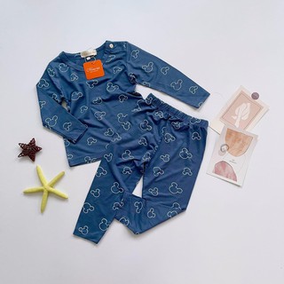 [SALE] Bộ Dài Tay Cho Bé Trai, Bé Gái Minky Mom Vải Thun Lạnh Hoạ Tiết Mickey Mây Hồng,Quần Áo Thu Đông Cho Bé MKMTD2116