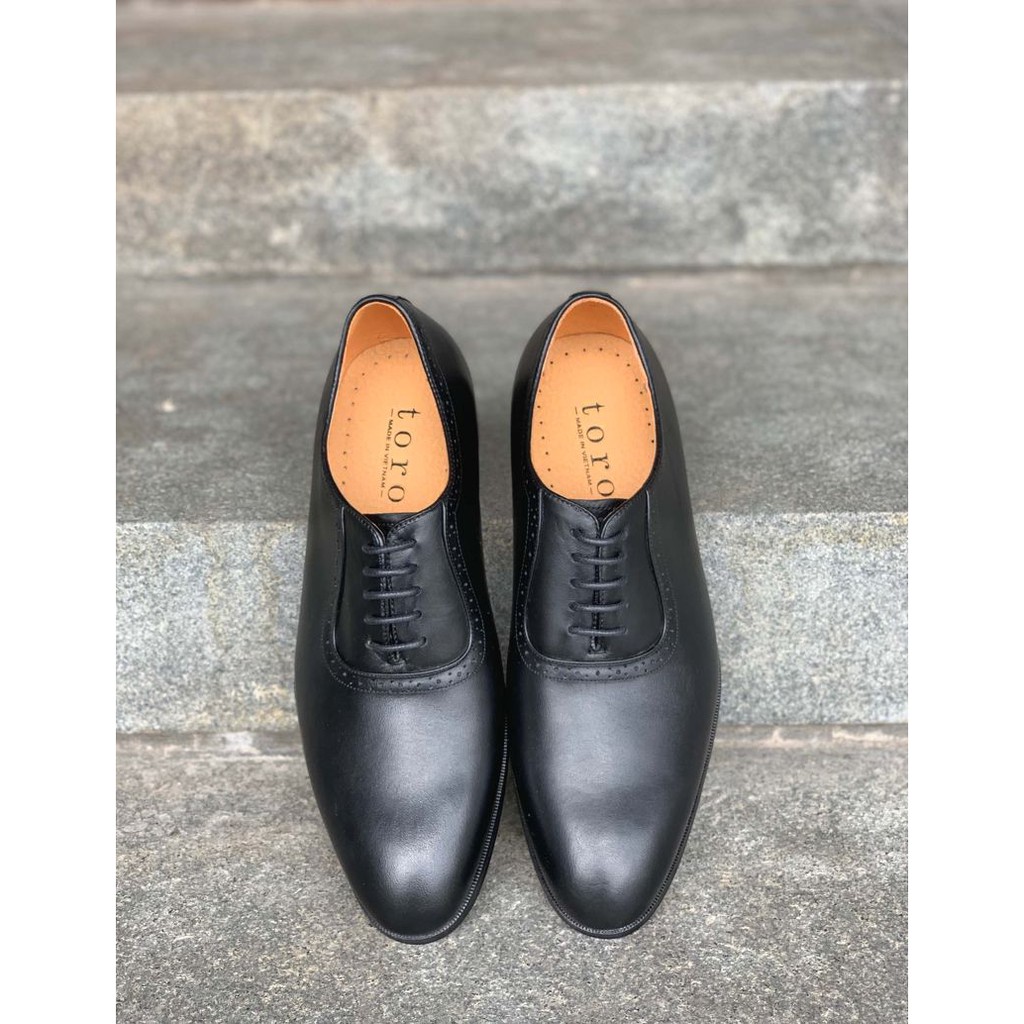 Giày Tây Cột Dây Oxford Nam da bò nguyên tấm Toroshoes Mã M597.2 Đen
