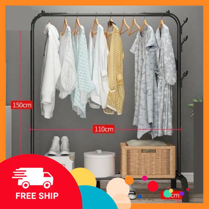 Giá treo quần áo, giá phơi quần áo, treo đồ đa năng 3 trong 1, có móc treo mũ, giỏ xách, có kệ để giày dép tiện dụng