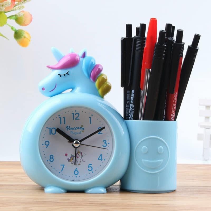 Đồng hồ để bàn học có báo thức - Đồng hồ ngộ nghĩnh kèm ống cắm bút - Best Home