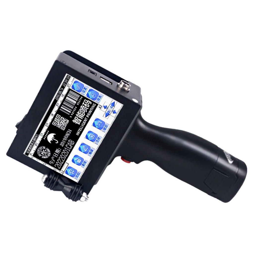 Cao cấp - Máy in phun cầm tay in ấn đa năng QR code, logo LCD Printing USB có hộp mực