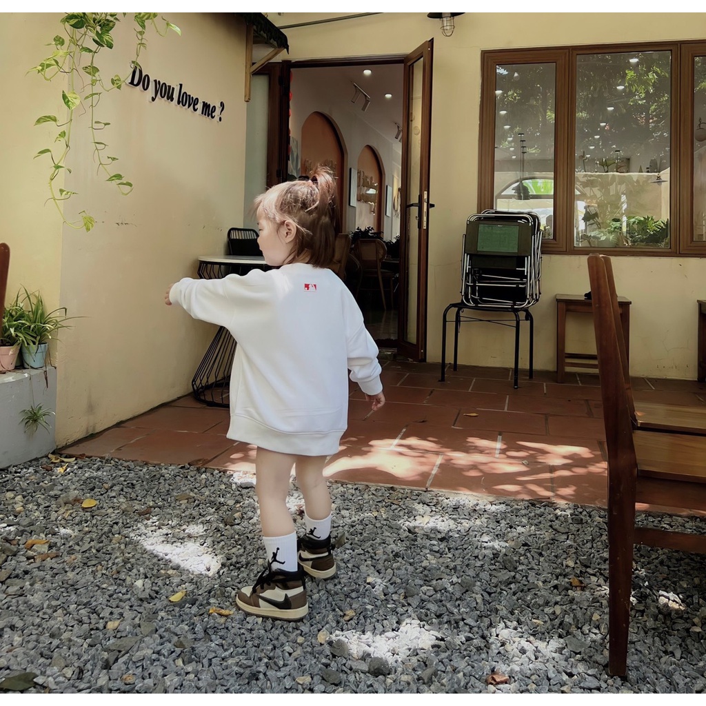 Áo sweater  Mario logo thêu cho bé , áo nỉ cổ tròn unisex trẻ em , Kid_genZ