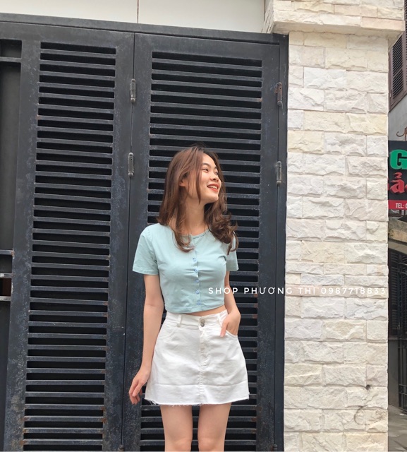 Áo croptop cúc mở - croptop body siêu hot hit ( hình shop tự chụp )