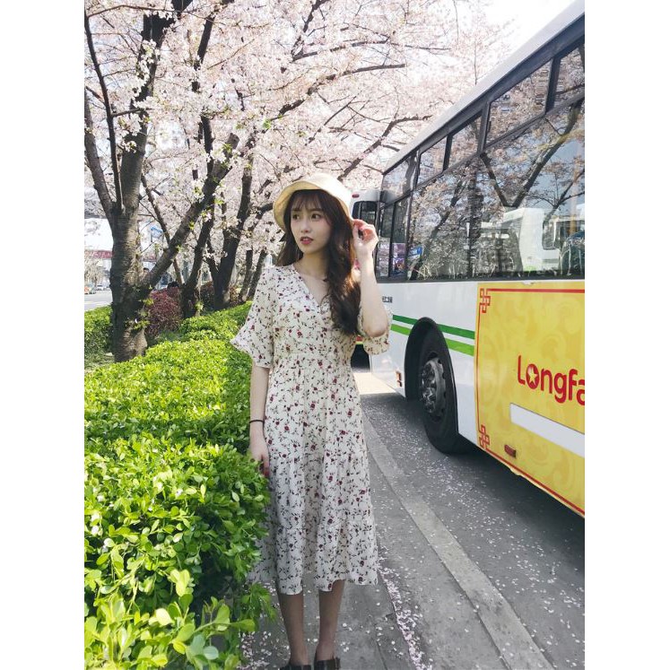 Đầm Maxi hoa nhí - Đầm tiểu thư vintage-VD005 | BigBuy360 - bigbuy360.vn