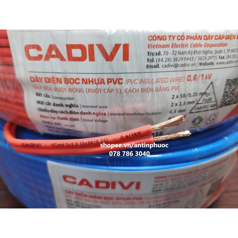 LTBN92 Dây điện đôi mềm Cadivi 2 x 2.5 mm2 ( vcmd 1 lớp vỏ ) - Bán lẻ theo mét 25 20