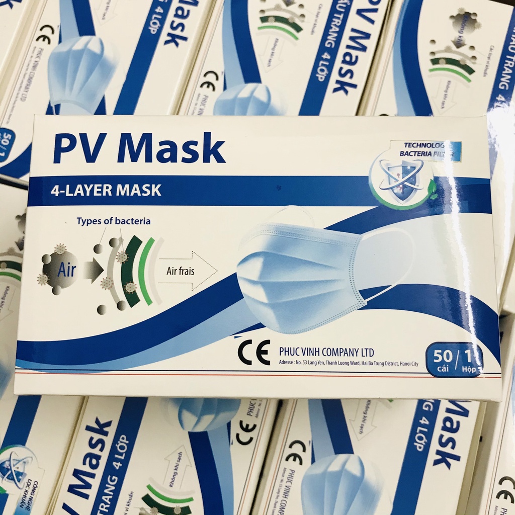 Khẩu trang y tế PV MASK 4 lớp kháng khuẩn - Quà tặng dành cho KH mua tại shopbalotui