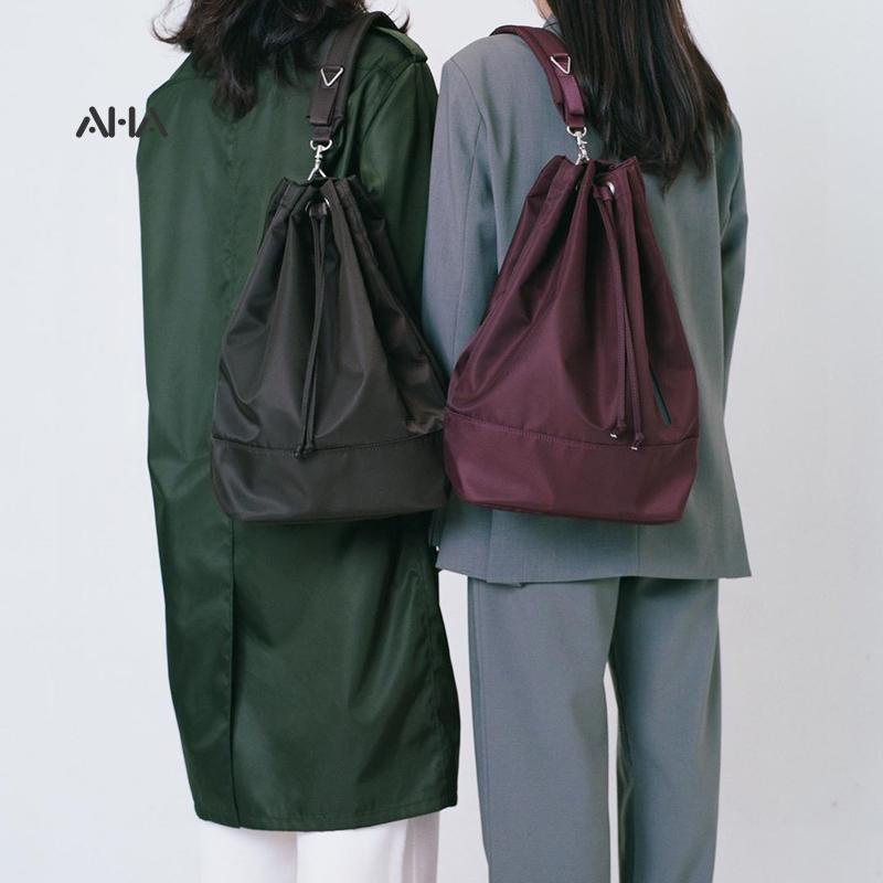 Túi đeo vai AHA official cỡ lớn bằng nylon thiết kế đơn giản dễ phối đồ phong cách Nhật Hàn
