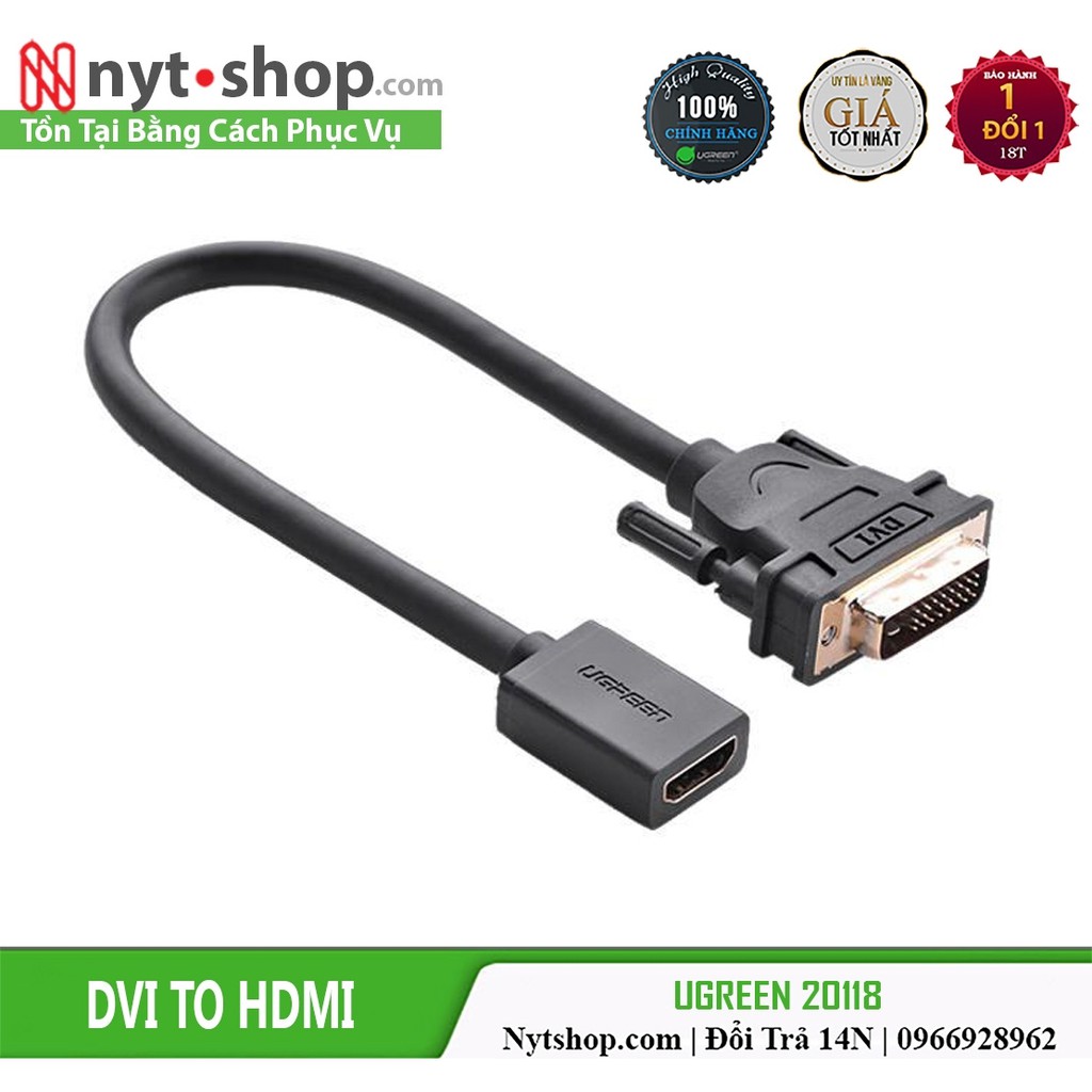 Dây cáp chuyển đổi cổng DVI sang cổng HDMI /Hỗ trợ độ phân giải cao cho màn hình LCD và màn hình LED | BigBuy360 - bigbuy360.vn