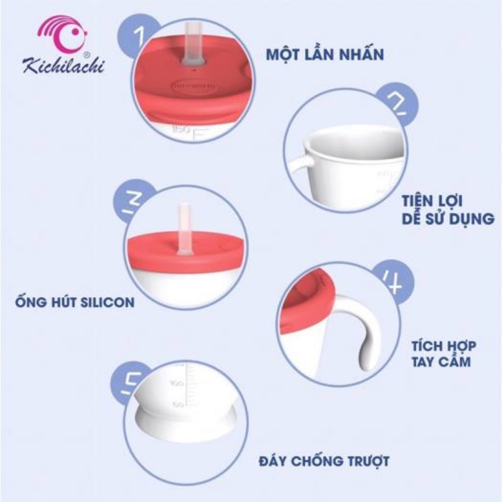 [cacon.vn6] Cốc Tập Uống KICHILACHI Chất Liệu An Toàn Thiết Kế Tiện Lợi Dễ Dàng Vệ Sinh Dành Cho Bé Từ 6 Tháng Tuổi