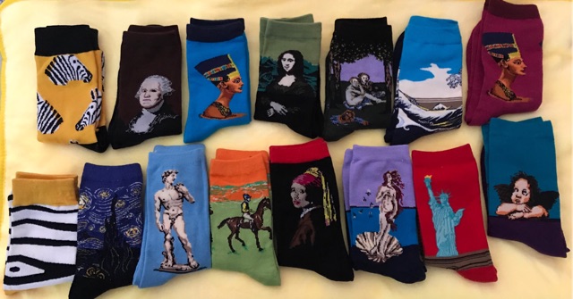 Tất cổ cao UNISEX hoạ tiết vintage tranh sơn dầu