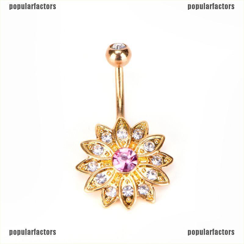 [Phổ Biến] Khuyên Rốn Đính Đá Pha Lê Hình Hoa