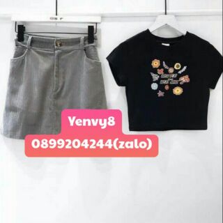 Áo croptop tay ngắn thêu ,áo croptop nữ