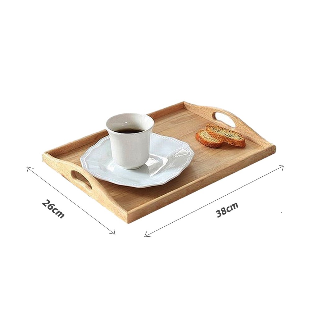 Khay trà bằng gỗ cao cấp tự nhiên hình chữ nhật ICONIC