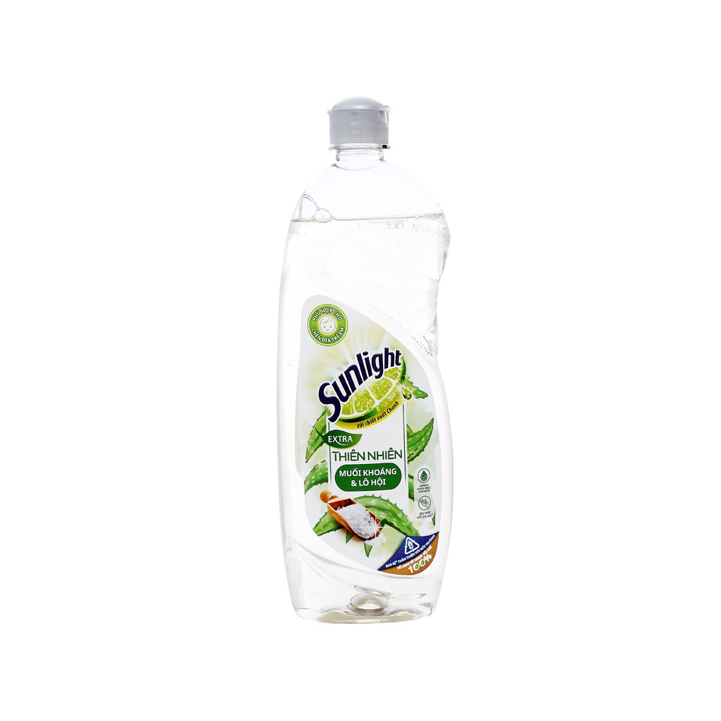 Nước rửa chén Sunlight Extra thiên nhiên muối khoáng và lô hội chai 725ml