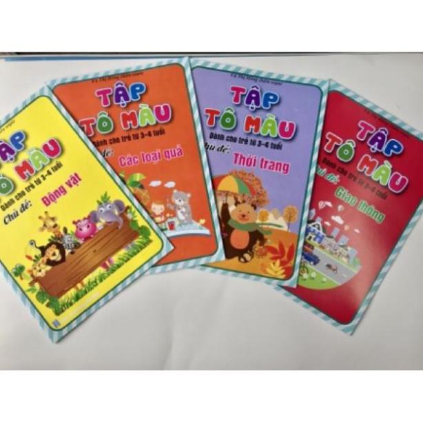 Bộ 8 quyển tập tô màu hình siêu to dành cho bé 3-4 tuổi, 4-5 tuổi, 5-6 tuổi