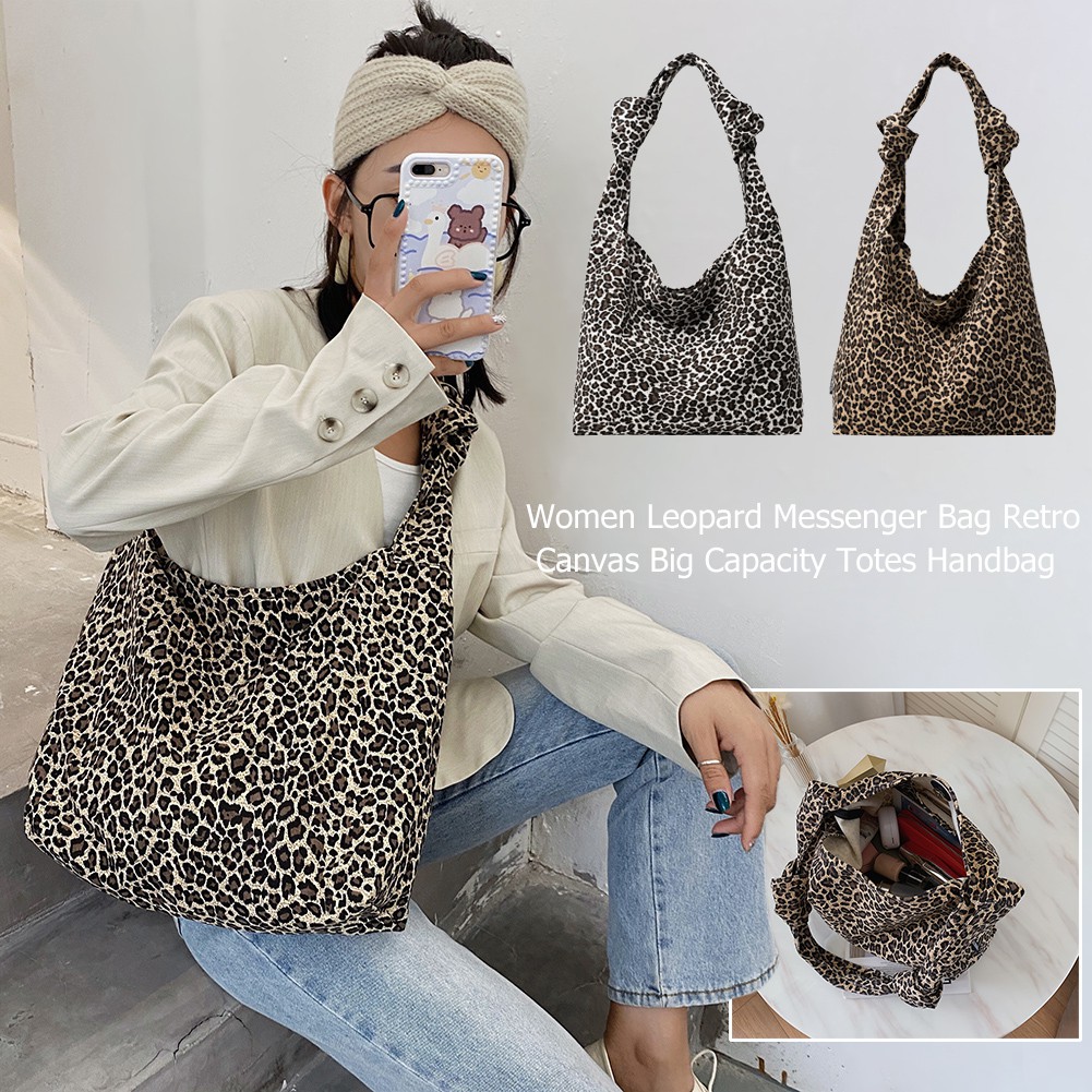 Túi xách tay đeo vai đeo chéo vải canvas in họa tiết da báo thời trang thu đông cho nữ | BigBuy360 - bigbuy360.vn