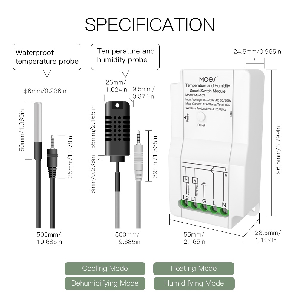 Tuya Wifi Thông Minh Nhiệt Độ Độ Ẩm Mô Đun Cảm Biến Rơle Kép Đầu Ra Bộ Điều Khiển Không Dây Làm Việc Với Alexa Google Queen2019