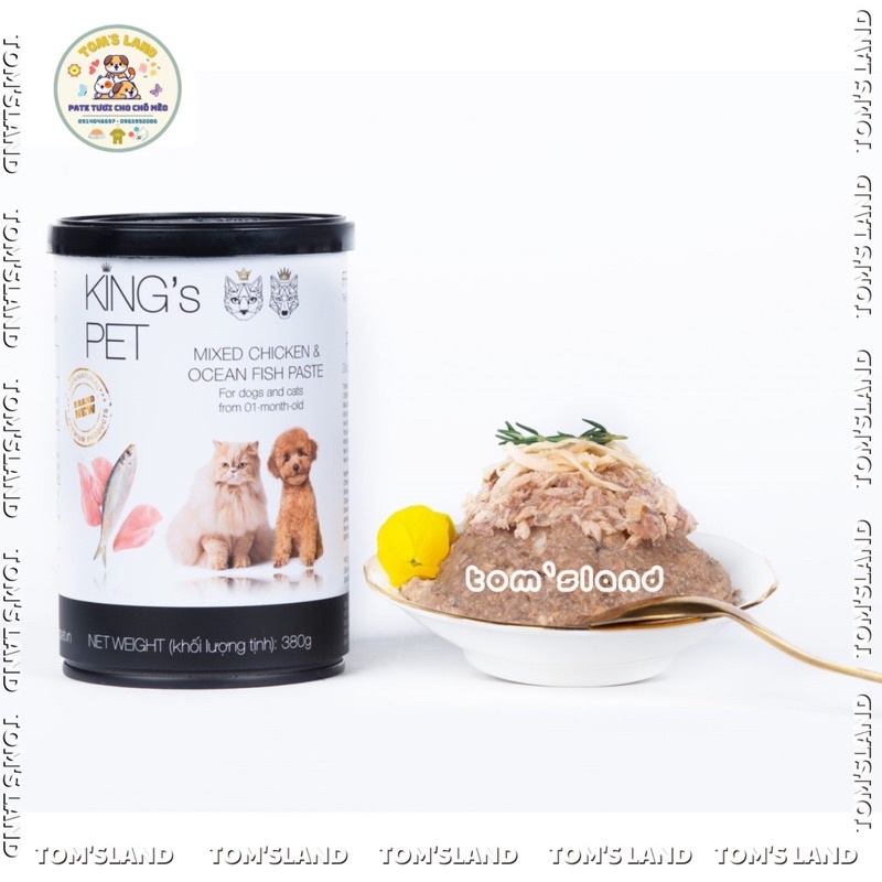 Pate Hỗn Hợp King’s Pet 6 Vị Cho Chó Mèo - Lon 380g