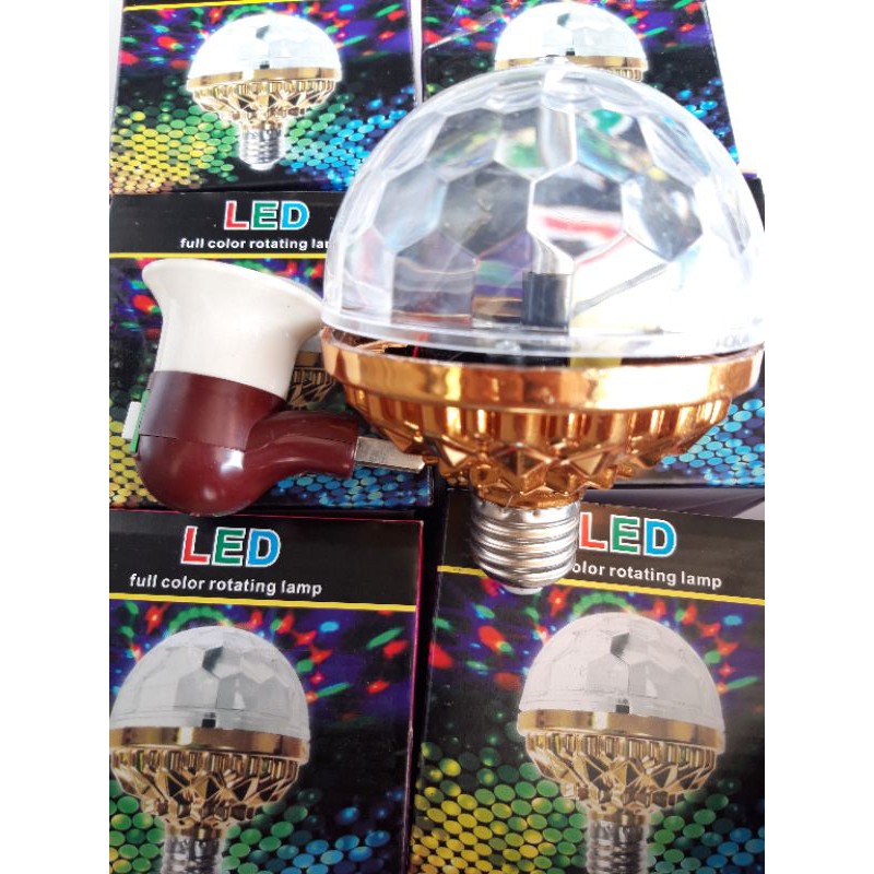 Đèn led xoay 7 màu+ chuôi đèn E27