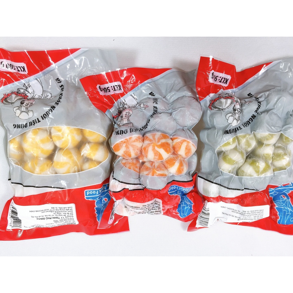 500g Viên bánh bao nhân trứng Cá Phumark Cam/100g