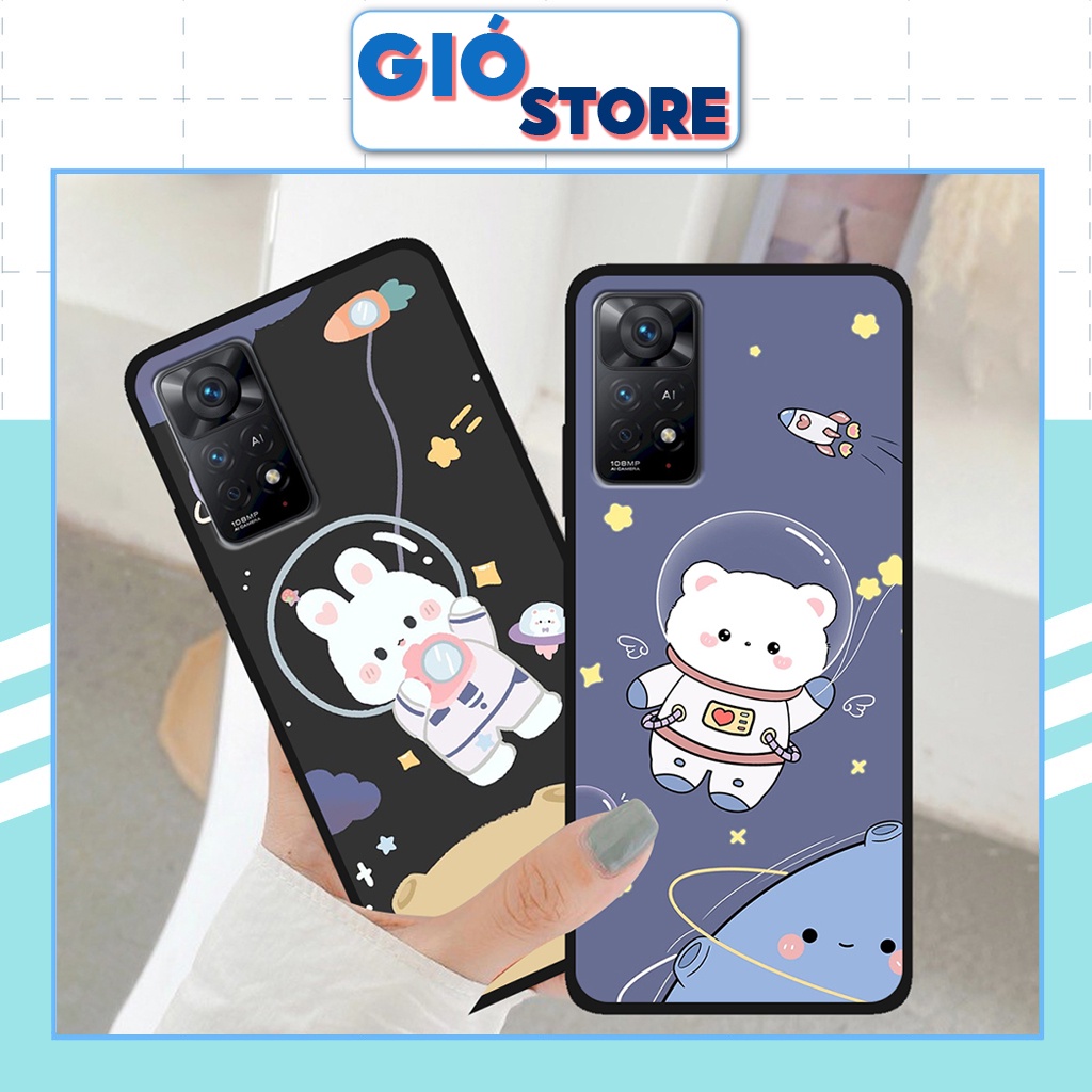 Ốp lưng Xiaomi Redmi Note 11/Redmi Note 11S, ốp nhựa chống trầy,chống va đập hình gấu xinh, gấu vũ trụ đáng yêu