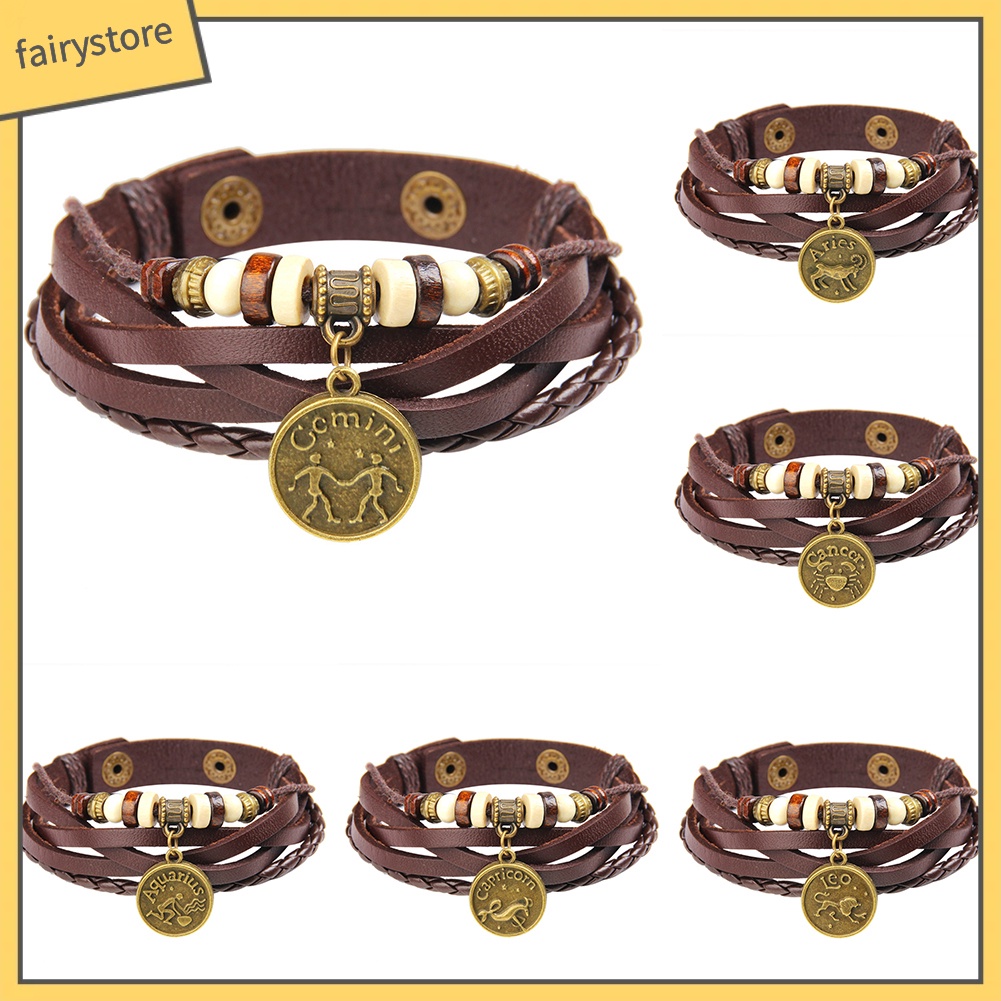 Vòng đeo tay giả da nhiều tầng phong cách cổ điển dành cho cả nam và nữ