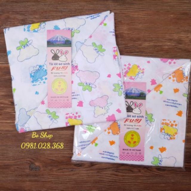 Bộ 10 chiếc tã chéo cotton sơ sinh / in hình cừu ( loại to )