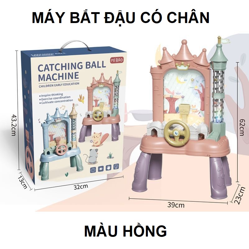 Máy bắt hứng đậu hình lâu đài kèm vô lăng ô tô có đèn nhạc cho bé, đồ chơi giải trí pinball trẻ em, quà tặng sinh nhật