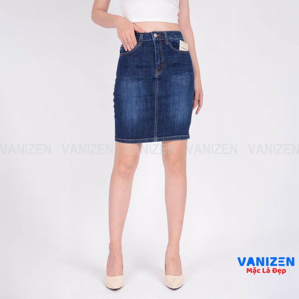 Chân váy bút chì jean nữ đẹp lưng cao trơn hàng hiệu cao cấp mã 360 VANIZEN