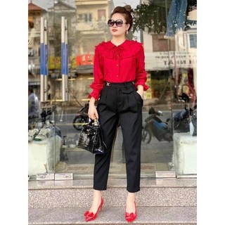 Áo sơ mi cổ tay bèo kèm ảnh thật